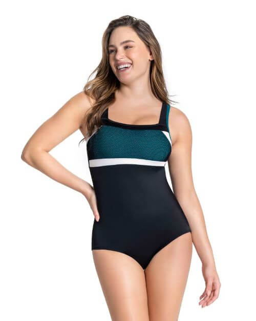 Color-Block One-Piece Slimming Swimsuit