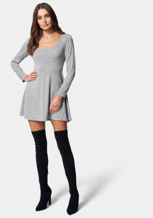 Long-Sleeve-Square-Neck-Rib-Dress