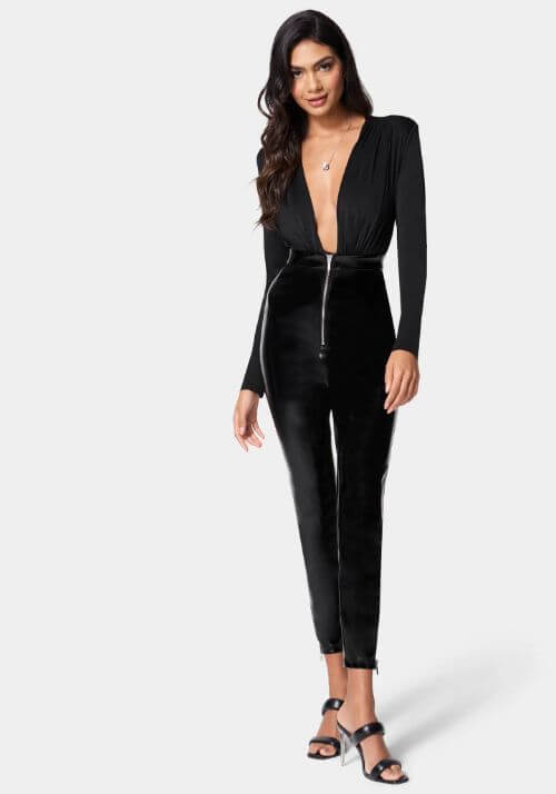 Black Patent Pant Catsuit