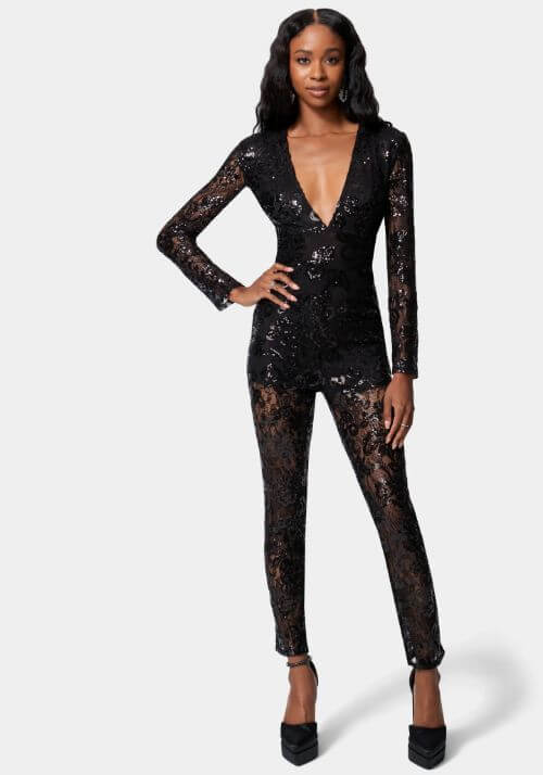 Sparkle Lace Knit Catsuit