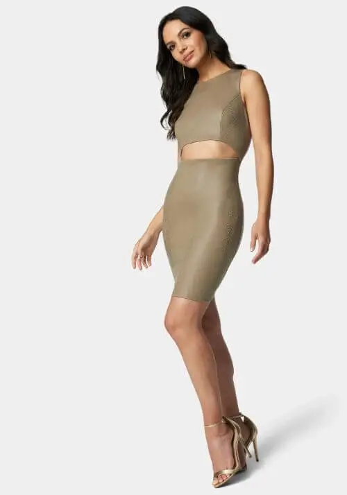 Vegan Leather Cutout Bodycon Dress