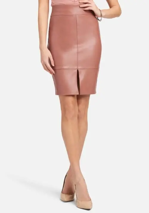 Vegan-Leather-Slit-Pencil-Skirt