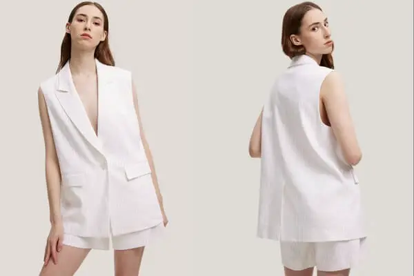 White Sleeveless Blazer Vest For Women