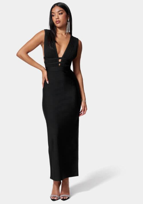 Bandage Plunge Neck Gown