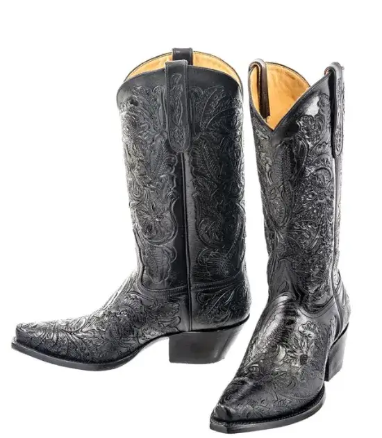Liberty Boot Juliet Hand-Tooled Black Leather Boots