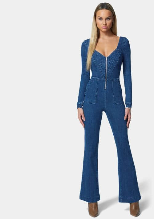 Wide Leg Denim Jumpsuit