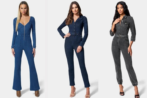 Women's Long Sleeve Denim Jumpsuits