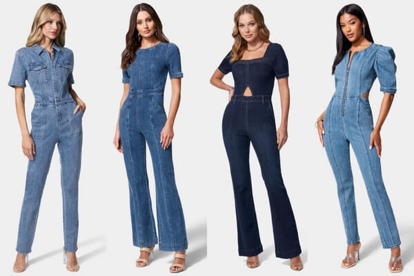 Women's Short Sleeve Denim Jumpsuit