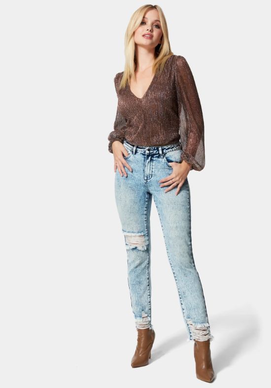 Distressed Straight Leg Jeans