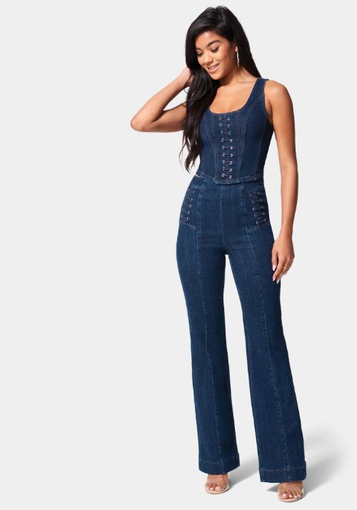 Wide Leg High Waist Eyelet Jean