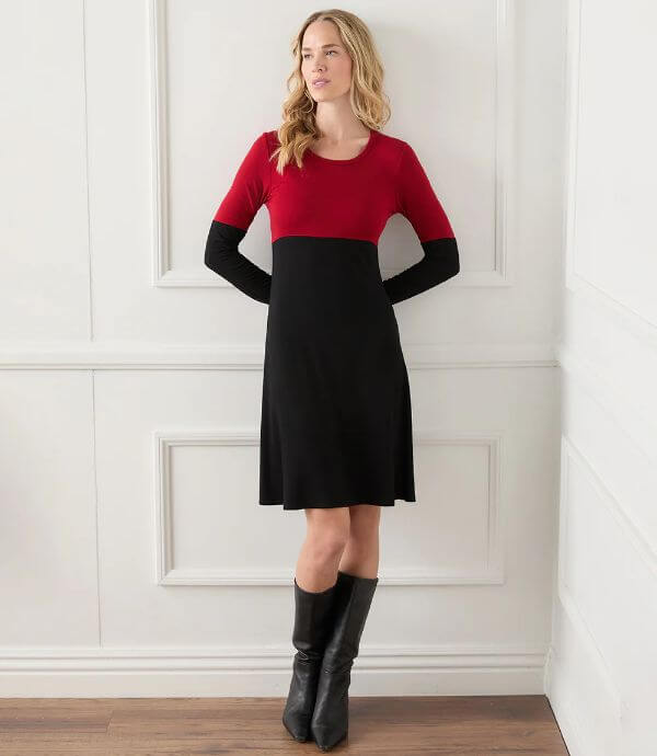 black and red colorblock dress