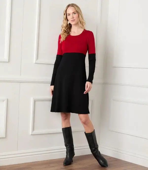 colorblock-dress-red-black