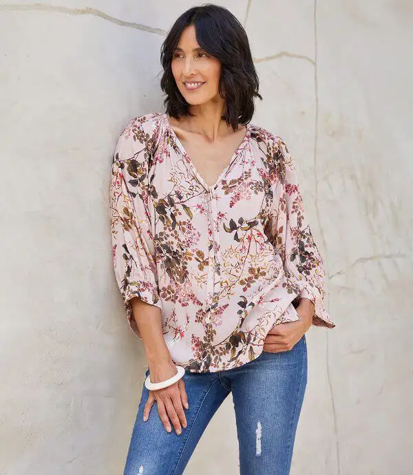 floral tops jeans casual