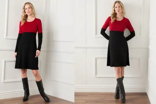 red and black colorblock dress