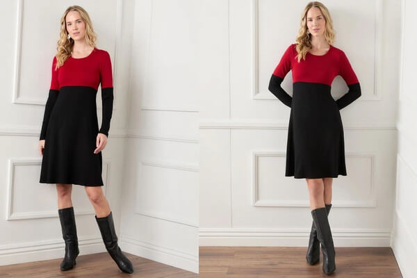 red and black colorblock dress