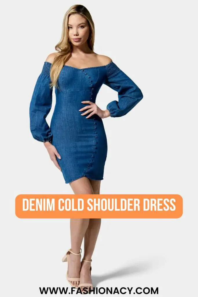 cold-shoulder-denim-dress