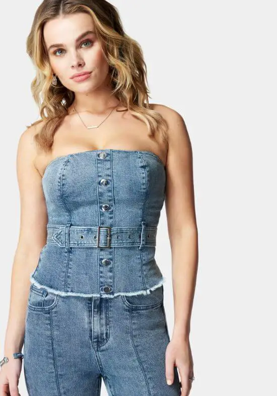 denim bustier top