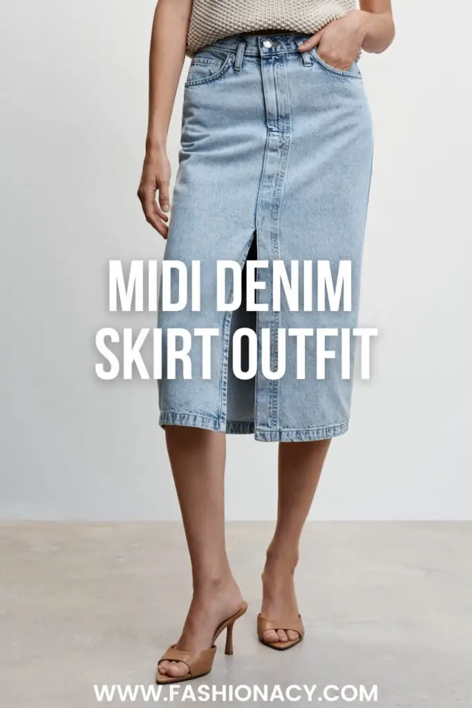 Midi Denim Skirt Outfit Spring & Summer