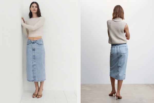 Midi Denim Skirt Outfit Ideas For Spring & Summer