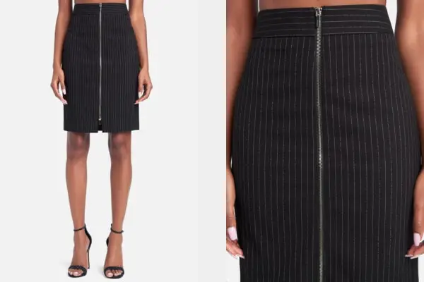 pinstripe skirt outfit