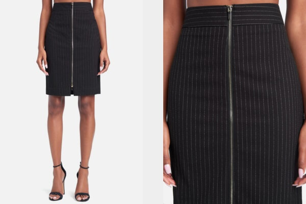 pinstripe skirt outfit