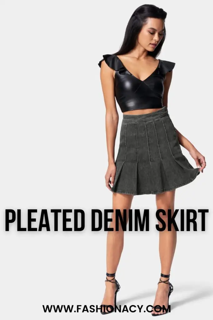 pleated-denim-skirt