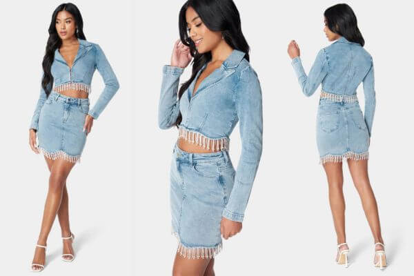 Denim Skirt and Jacket Outfit Set