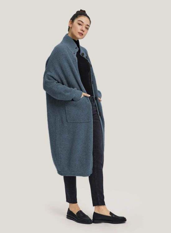 High-Neck-Long-Pure-Wool-Cardigan