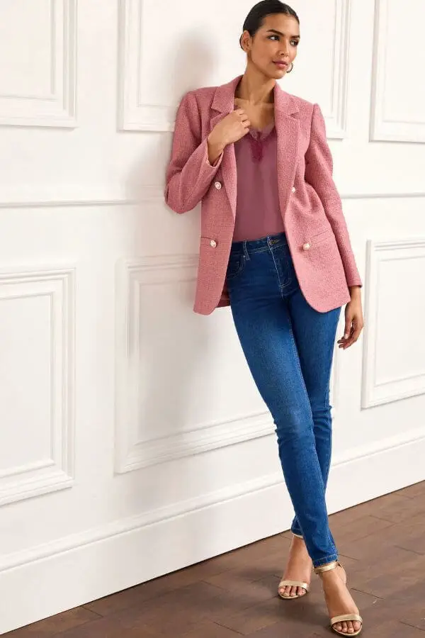 Pink Boucle Blazer 