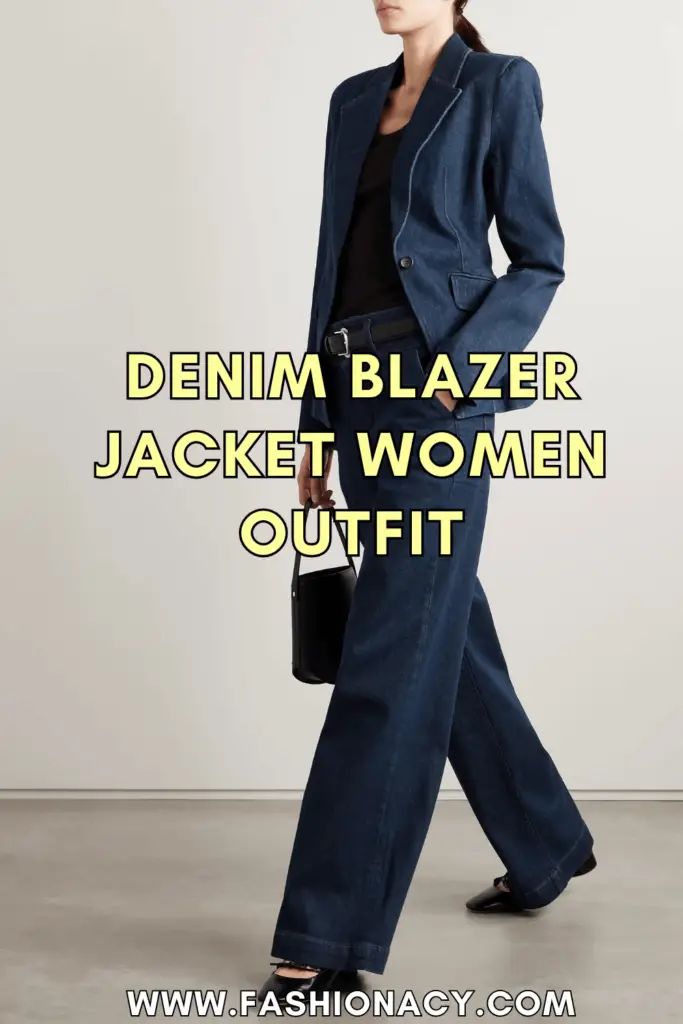 Denim Blazer Jacket Women Outfit