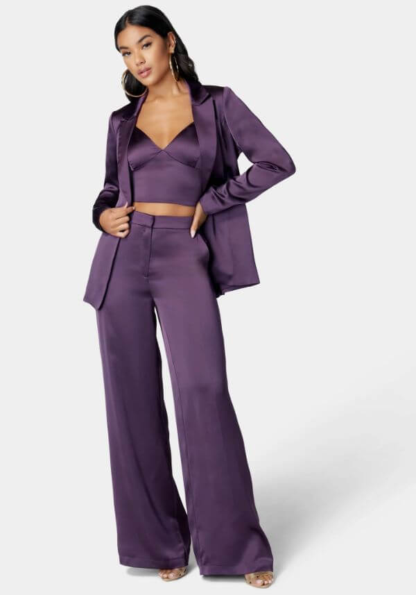 Purple Satin Jacket Outfit