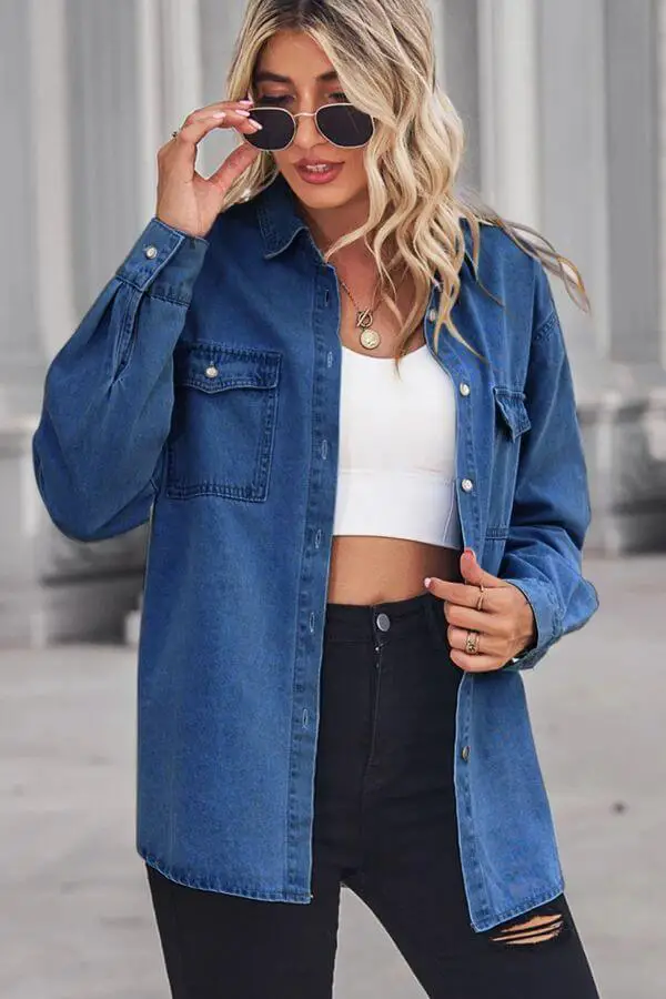 long sleeve DENIM BLOUSE outfit