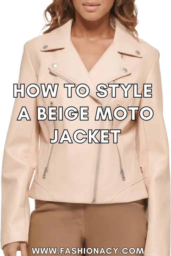 how to style a beige moto jacket