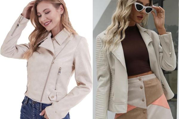 How to Style a Beige Moto Jacket