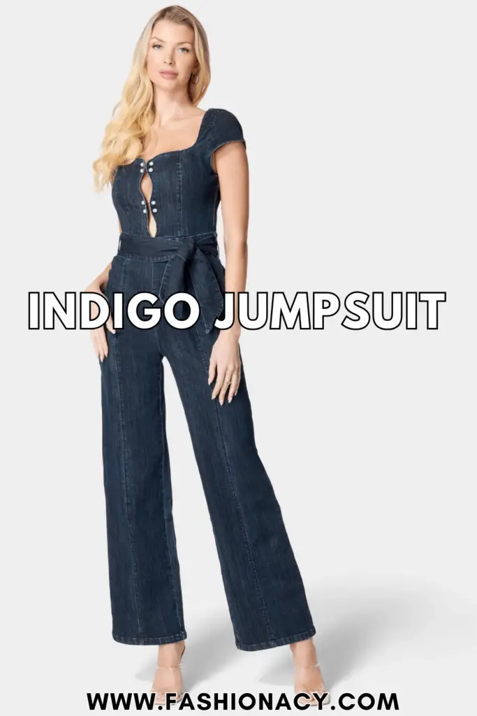 indigo jumpsuit outfit