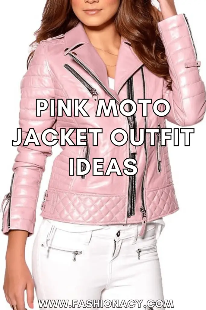 Pink Moto Jacket Outfit Ideas