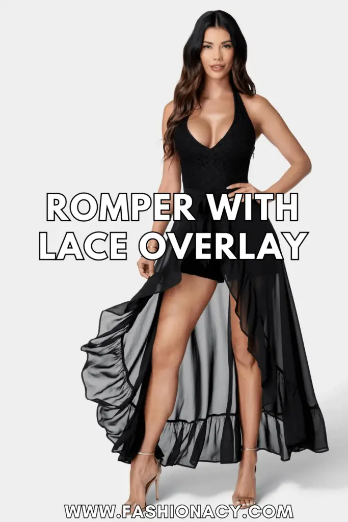 Romper With Lace Overlay