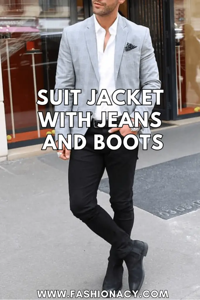 suit jacket with jeans and boots men