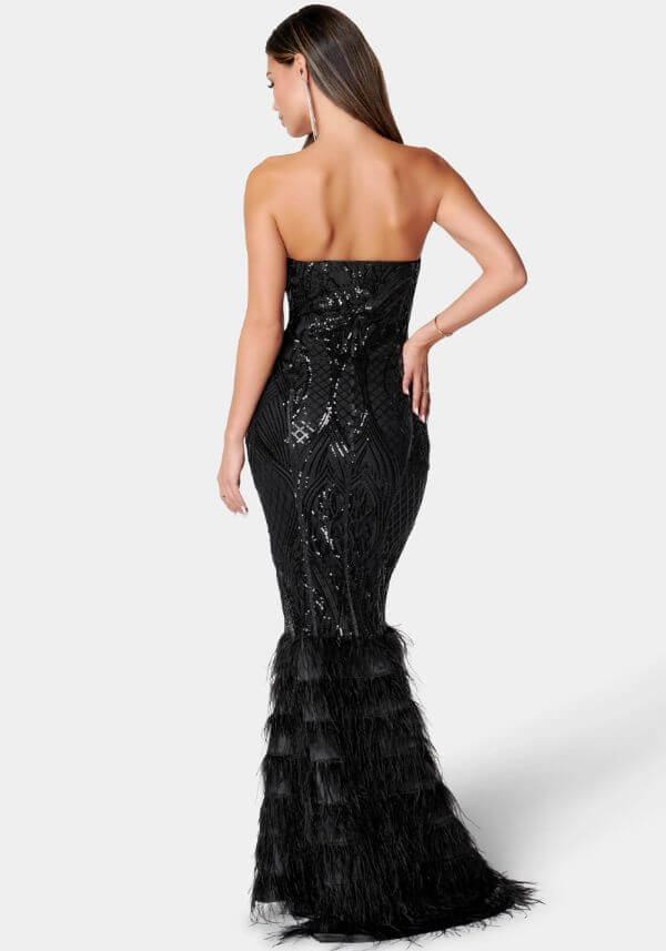 Black Feather Gown Dress