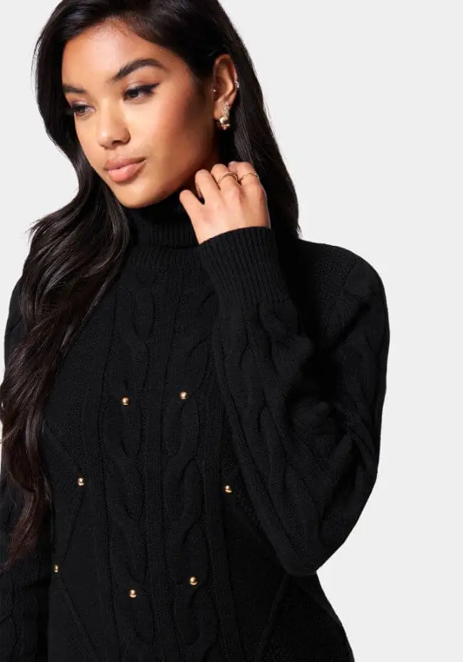 Black Turtleneck Tunic Sweater