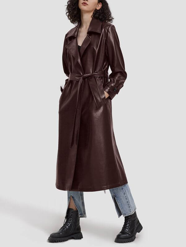 Brown Faux Leather Coat