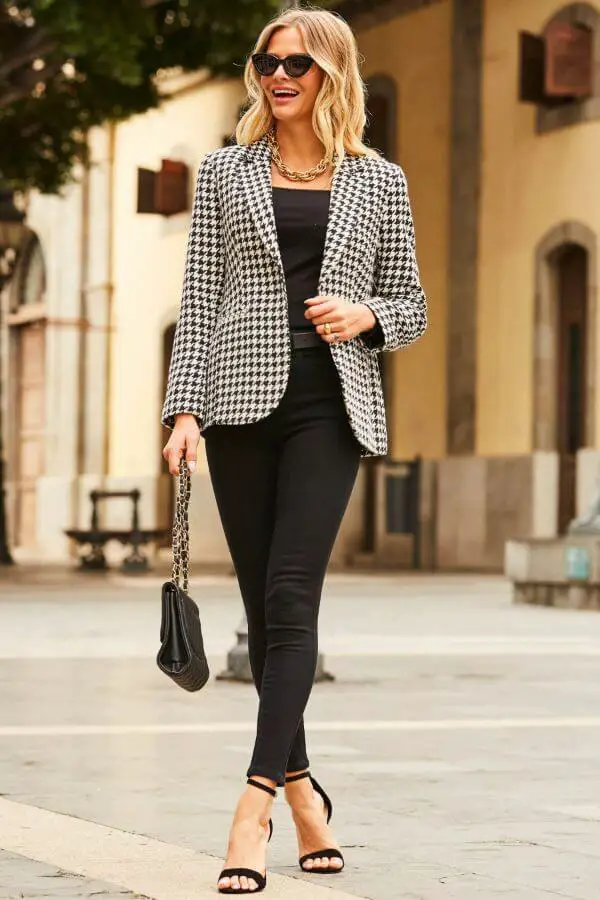 Dogtooth Blazer Street Style