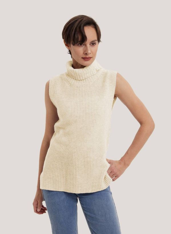 High Neck Knitted Vest Outfit