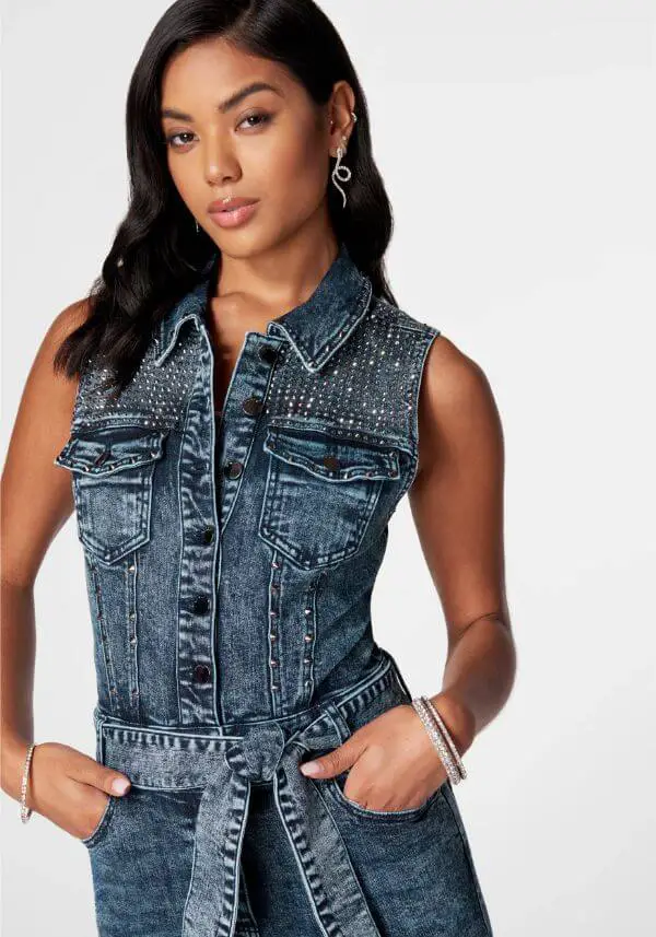 How to Style Sleeveless Denim Jumpsuit