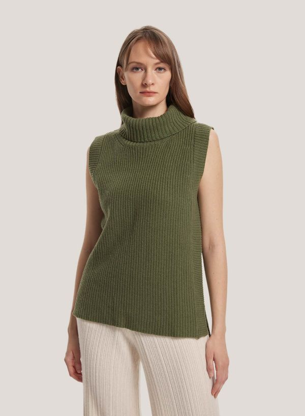 Knitted Vest With High Neck