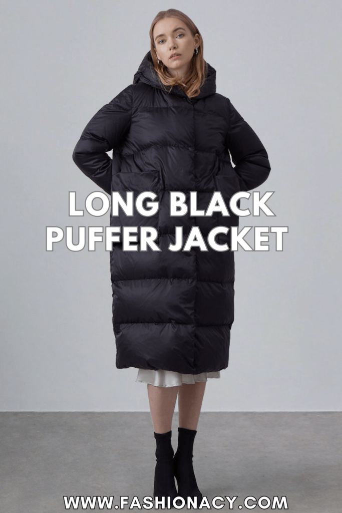 Long Black Puffer Jacket Outfit Winter Style