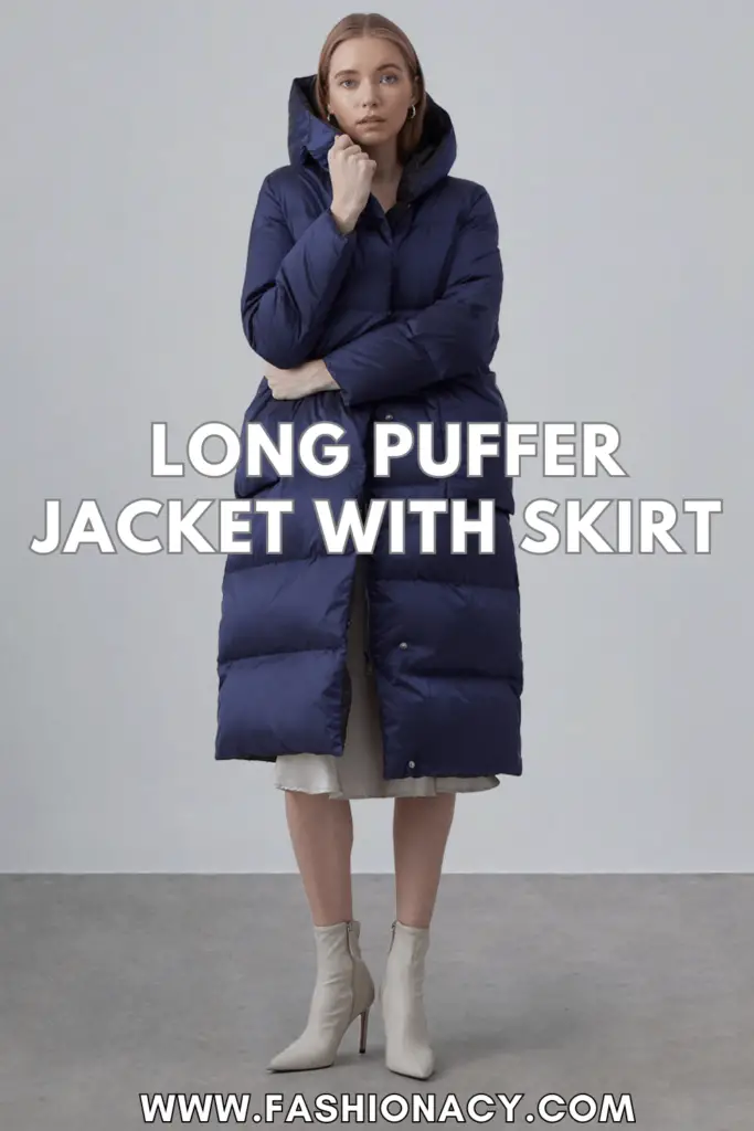 Long Puffer Jacket With Skirt