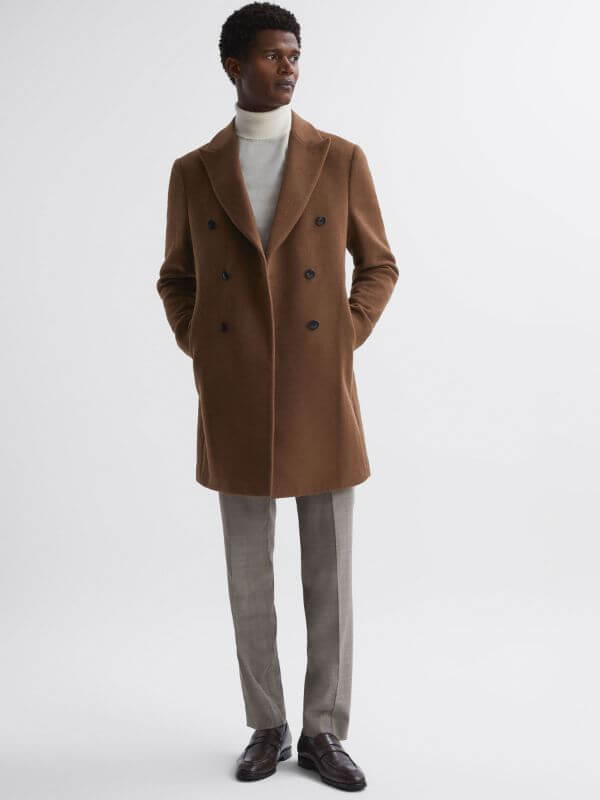 Men Brown Wool Coat