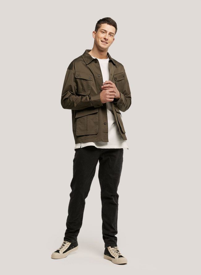 Multi Pocket Jacket Men Outfit