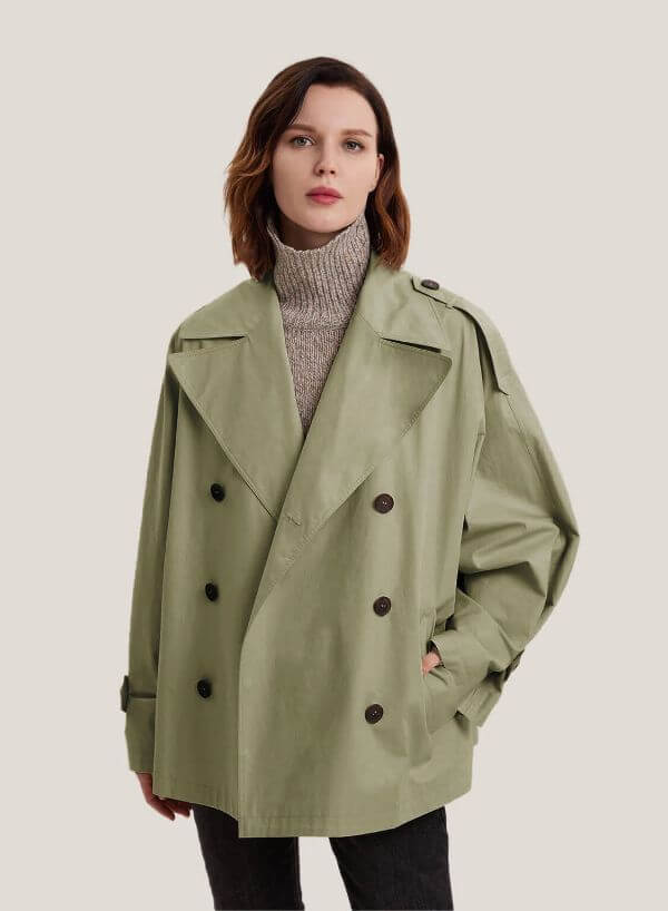 Short Double Breasted Trench Coat